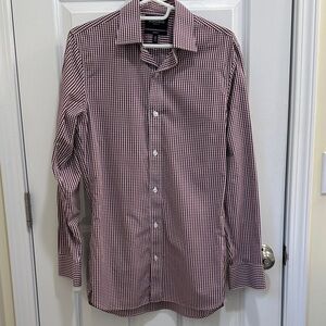 Bonobos Purple and White Gingham Tailored Dress Shirt 15 34